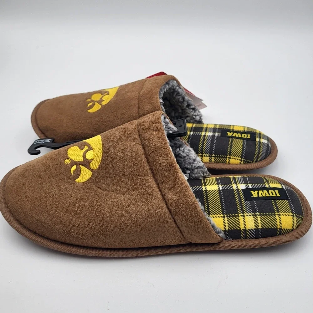 Iowa Hawkeyes Flannel Lined Suede Scuff Slippers‎ FOCO Mens XL 13-14